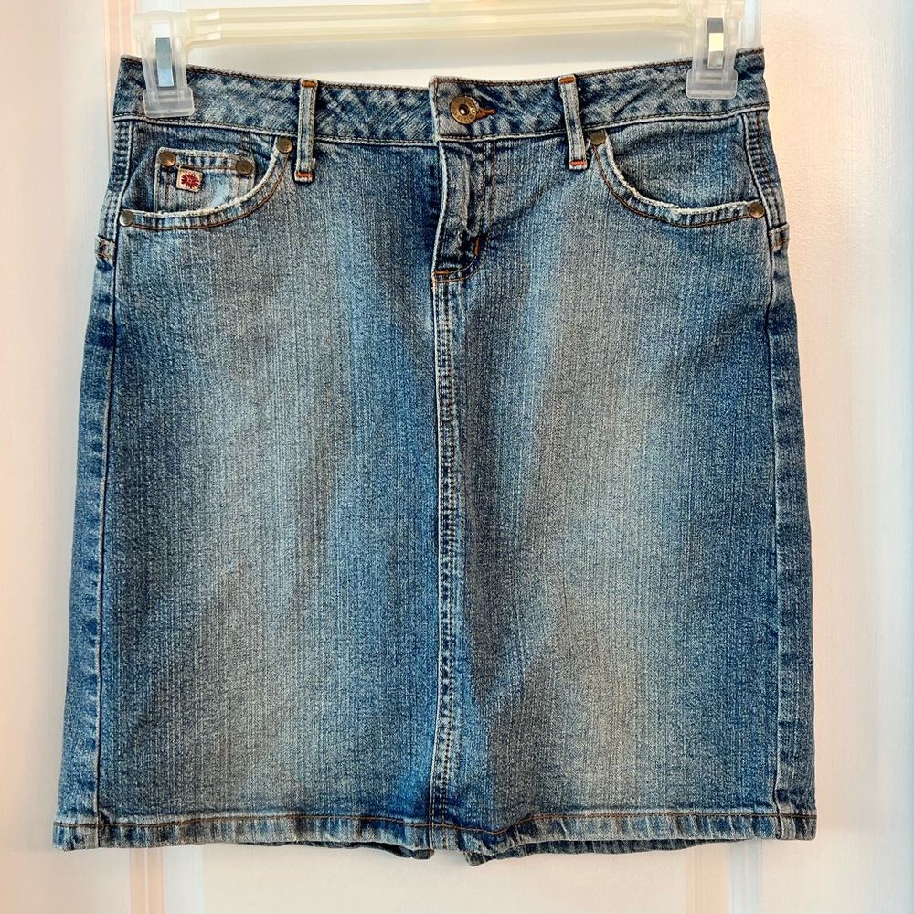 Denim skirt, mid length